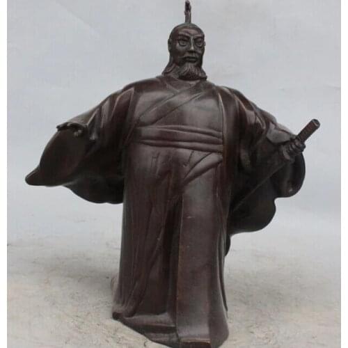 Wholesale factory 12" Japan Japanese Bronze Stand Warrior knight General Gen Statue sculpture 25% off