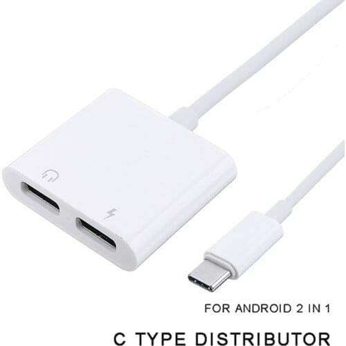 Dual 2in1 USB-C Audio And Charger Headphone Type C Splitter Adapter For Android Jack Earphone Calling Audio Aux Connector