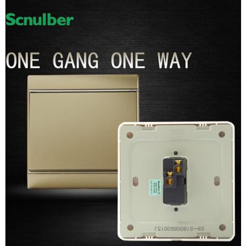 220V 16A 1 gang 1 way champagne chrome plating decoration rocker wall switch