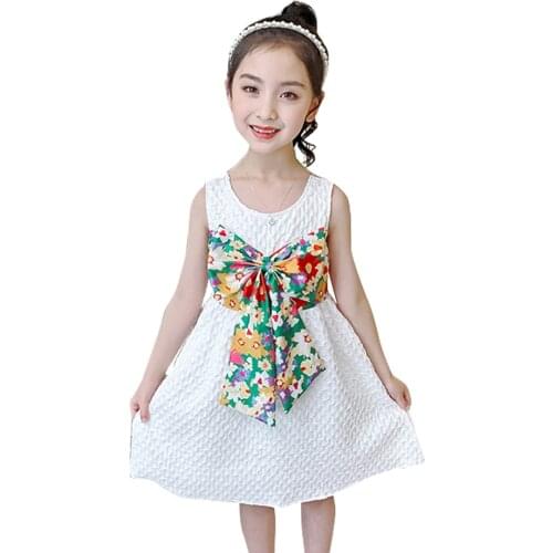 Dress Girl Floral Girls Dresses Big Bow Summer Children Party Dress Casual Style Costume Girl 6 8 10 12 14