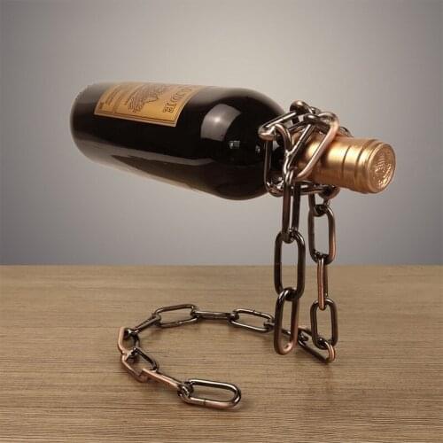 Magic Chain Wine Bottle Stand European Retro style Metal Hanging Suspension Cabinet Rack Decor Bracket