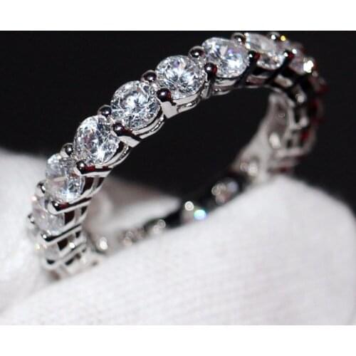 Size 5-10 Vecalon Top Selling Fashion Jewelry Clear White 5A Zirconia Enternity Female Cute Wedding Engagement Band Ring Gift