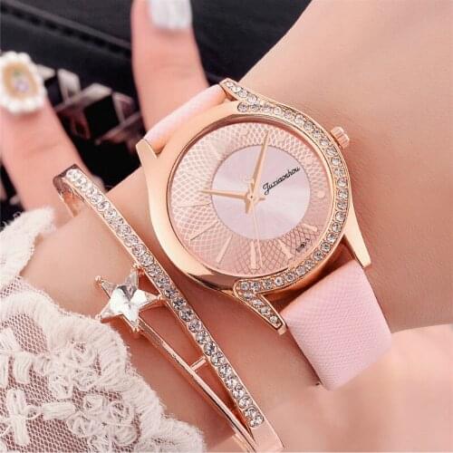 Luxury Fashion Rhinestone Women Watches Casual Ladies Leather Strap Quartz Wrist Watches Clock Zegarek Damski