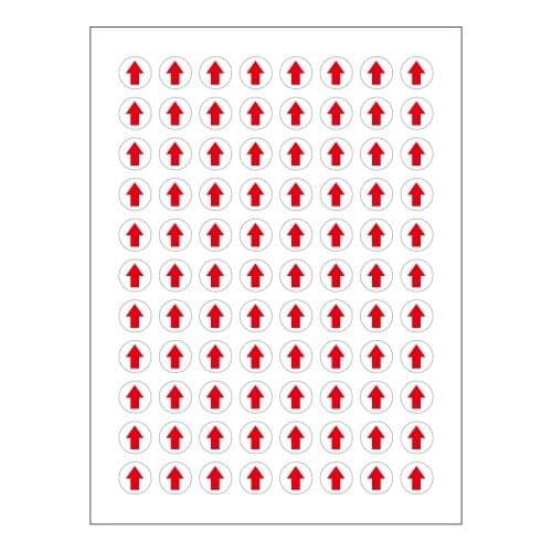 Retail 0.8cm 19500Pcs/Lot Round Red Arrows Self Adhesive Sticker Labels for Industry Packaging Label 260Pieces/Sheet
