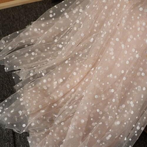 Pink Green White Soft Polka Dot Gold Dot Printing Mesh Lace Fabric For Girls Tulle Dress DIY Clothing Skirt Curtain Fabric