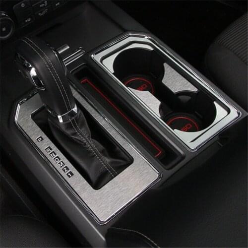Silver/Red/Blue Car Gear Shift Panel & Water Cup Holder Cover Trim Alloy For Ford F150 2016