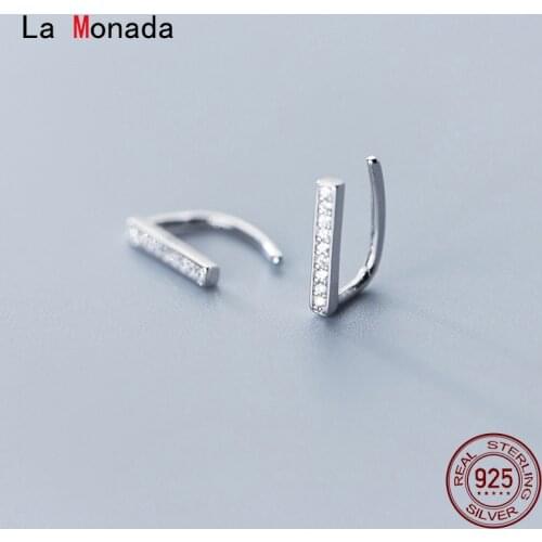 La Monada U Design Hoop Earrings For Women Silver 925 Minimalist Fine Women Earrings Jewelry Hoop Earrings 925 Sterling Silver