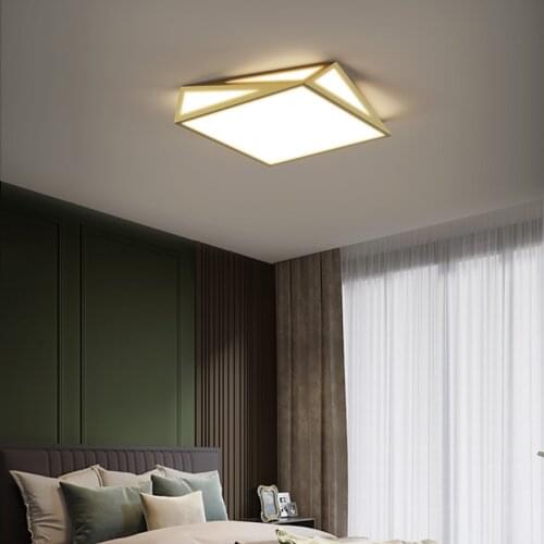 Nordic led ceiling lamp simple modern living room lamp American geometric bedroom lamp study lamp copper balcony lamps