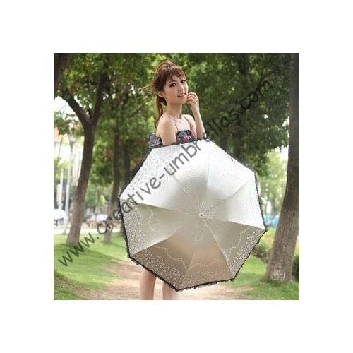 Superlight parasol,100%sunscreen,UPF>50+,ladies'parasol,8k ribs,black silver coating,pocket parasol,UV protecting,arched lacing