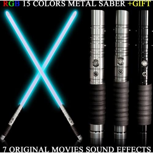 Pqbd Light Saber RGB 15 Colors Change FX Force Laser Sword 7 Original Movie Sound Metal Lightsaber Children Cosplay Toy Gift