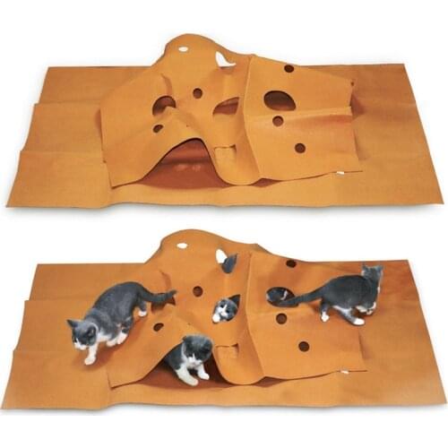 Pet Cat Playing Training Mat Brown Activity Play Mats Cat Agility Training Rug Scratch Resistant Toys Cat Biting Pad Pet Toys