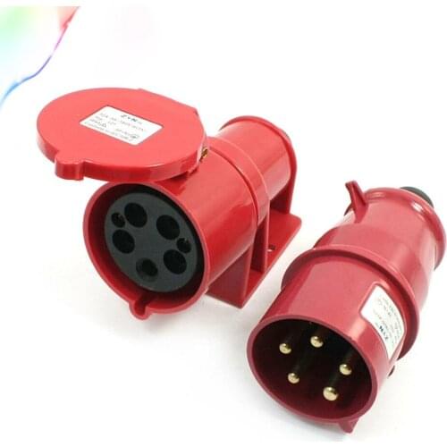 Waterproof IEC309-2 3P+E+N Industrial Connector Socket Red AC 380-415V 32Amp