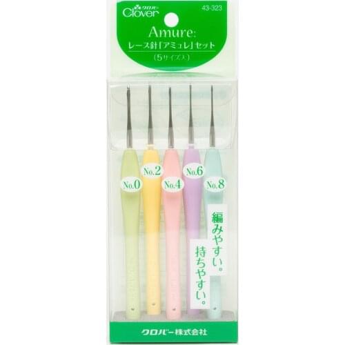 Japan clover Amure lace Crochet hooks Set NO.0(1.75mm)/2(1.50mm)/4(1.25mm)/6(1.00mm)/8(0.9mm) 1 order=1 set