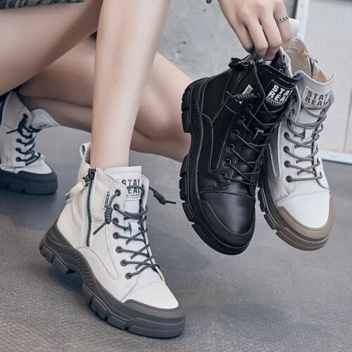 Tilocow Autumn Genuine Leather Casual Sports Women Boots for Ladies Zipper Sewing Motorcycle Ankle Boot shoes Woman Street Style
