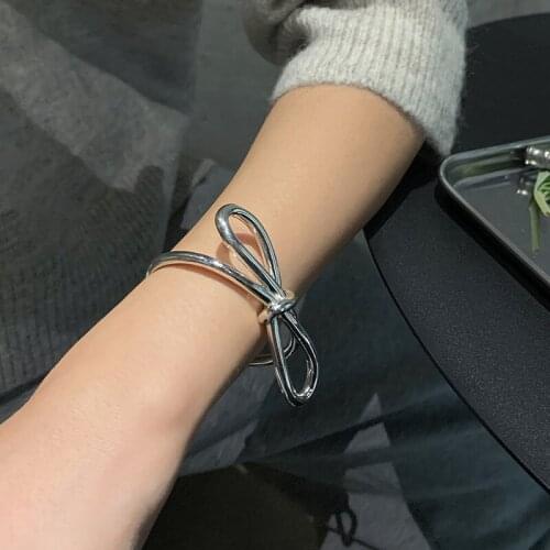 New Arrival 925 Sterling Silver Fashion Hyperbole Bowknot Design Ladies Bangle Original Jewelry For Women Birthday Gift