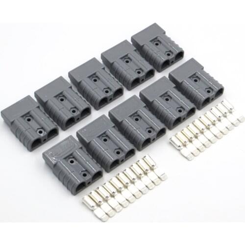 10sets 600V 50A gray red SH50 Plug Connector Double Pole copper Contacts Solar Panels Caravans Battery T Handle Anti dust cover