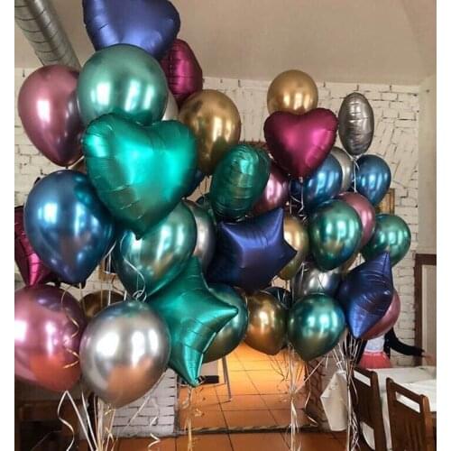 10pcs 18inch Metallic Star Heart Foil Balloon 12inch Multi Latex Helium Metal Balloon Birthday Party Wedding Decoration Supplies