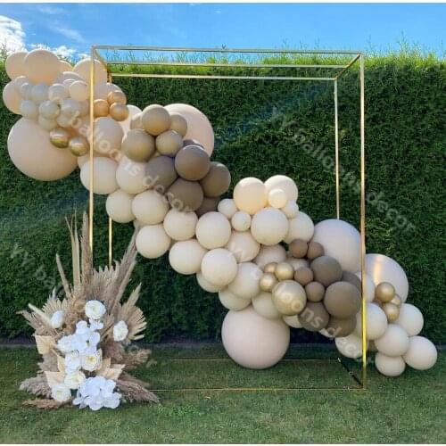 100pcs DIY Coffee Brown Balloons Garland Arch Metal Gold Double Skin Globos Birthday Wedding Baby Shower Anniversary Party Decor