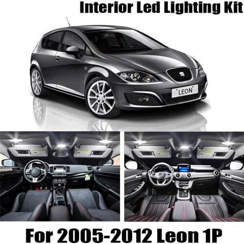 12pcs 100% error free LED Interior Reading dome map Lights bulb Kit for Seat Accessories for 2005-2012 Leon MK2 1P 1P1