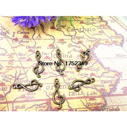 20pcs Musical Charms Antique bronze Tone Treble Clef,music charms pendants 27x11mm