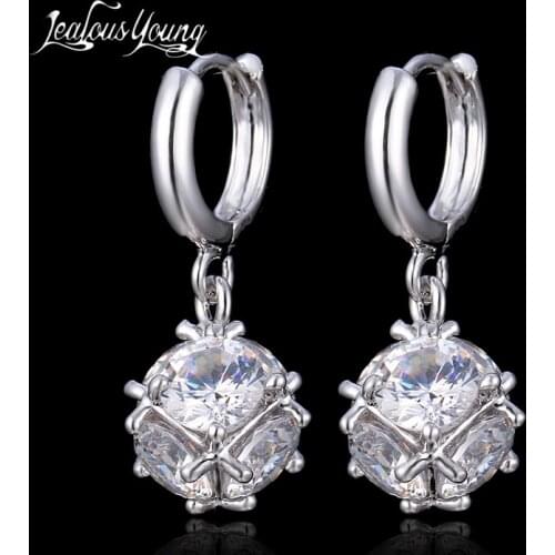 2018 Fashion Round Crystal Hoop Earrings With AAA Zircon Wedding Hoops For Women Party brinco Indian Jewelry bijoux Wholesale