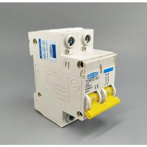 2P DC 600V Circuit breaker MCB C curve single pole direct-current fuse for PV