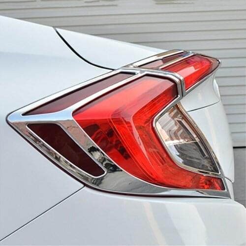 For Honda Civic 2016 2017 2018 Sedan Chrome Rear Tail Light Lamp Cover Trim Moulding 4pcs