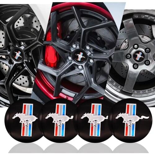 4pcs/sets 56.5mm 3D Horse Flag Car Auto Steering Wheel Center Hub Cap Emblem Badge Stickers for Ford Mustang Car styling