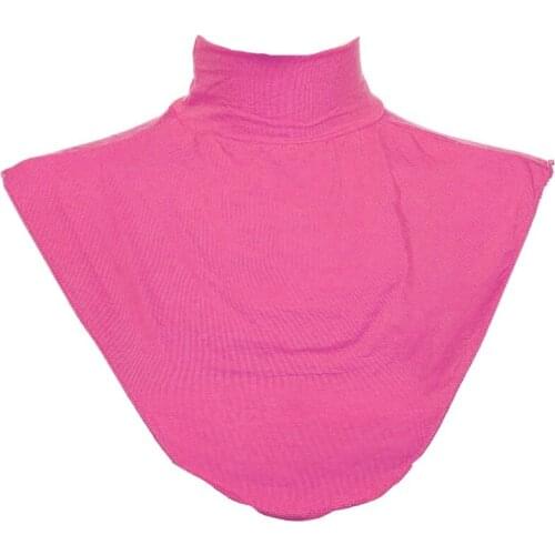 40GC Womens Muslim Modal Fake False Collar Islamic Hijab Extensions Turtleneck High Neck Cover Warmer Bright Solid Color Half