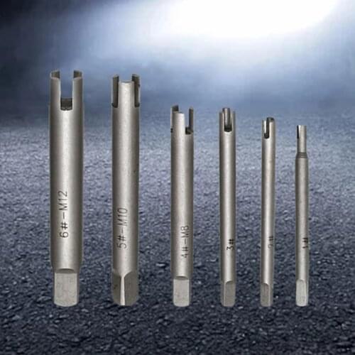 6 Pcs Tap Extractor Drill Bit Set for Removing Spalling Damage Broken Head Screw Remover Stripped Tap Extractor Set