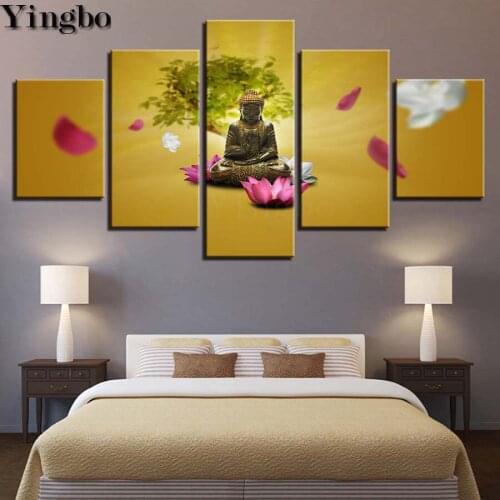 Yingbo 5 pcs/set Diamond Painting Buddha Multi-picture Combination DIY Diamond Embroidery Cross Stitch Mosaic Decor Gift