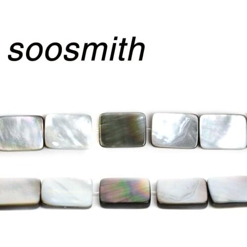 Soosmith Rectangle Shape Natural Black Shell Perles Beads Handmade Diy Fashion Loose Beads For Jewelry Makin Accessory Beacelet