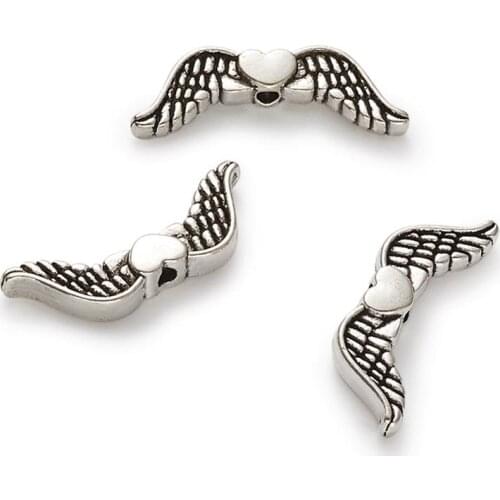 Angel Wing Beads Tibetan Style Alloy Heart with Wing Bead Spacers for Jewelry Manking DIY Bracelets Necklace Handmade Supplies