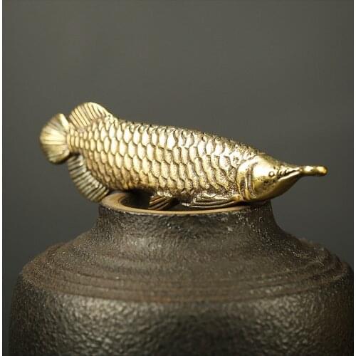 Pure Brass retro gold arowana fish DIY ornament Miniature Handmade Fitting Keychain Pendant souvenir m008