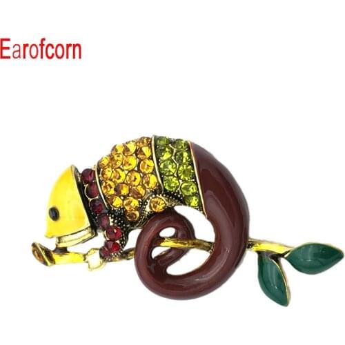 Earofcorn Colorful Enamel Lizard Brooches for Women Rhinestone Vintage Animal Jewelry Creative Coat Suit Accessories Brooch