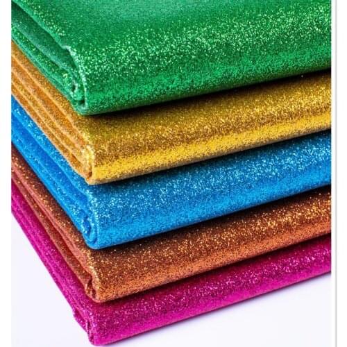 Hot sale synthetic PU plain glitter artificial leather fabric material per roll 50 yards