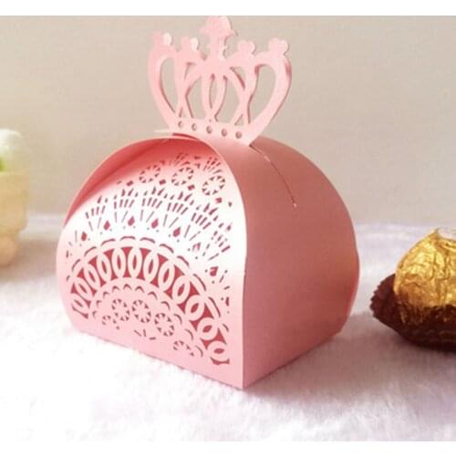 Laser Cut Crown Candy Box Baby Shower Chocolates Boxes Treat Wedding Bitrhday Gifts For Guests Party Supplies Favors Decoration