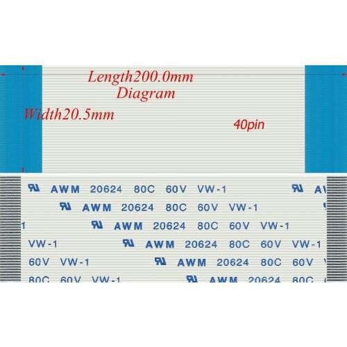 12pcs 200mm Length 40 Pins 0.5mm Pitch FFC FPC Ribbon Flat Cable Forward Direction For TTL
