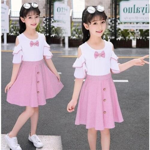 Summer Kids Dresses for Girls Stripe Dress Children Cotton Teenagers Princess Girls Clothes Birthday Dress 5 6 8 10 12 14 Years