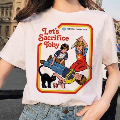 Summer Women T Shirt Harajuku Demon Scary Cartoon Men T-shirt Tops Chic Ullzang Grim Evil Series Streetwear Couple Tshirt