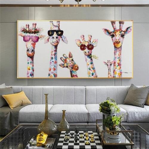 Cute Cartoon Giraffes Wall Art Canvas Painting Pictures Posters Prints for Kids Bedoom Decoration Nordic Living Room Home Decor