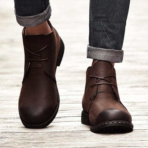 High Quality British Men Boots Autumn Winter Shoes Men Fashion Lace-up Boots PU Leather Male Botas Nice