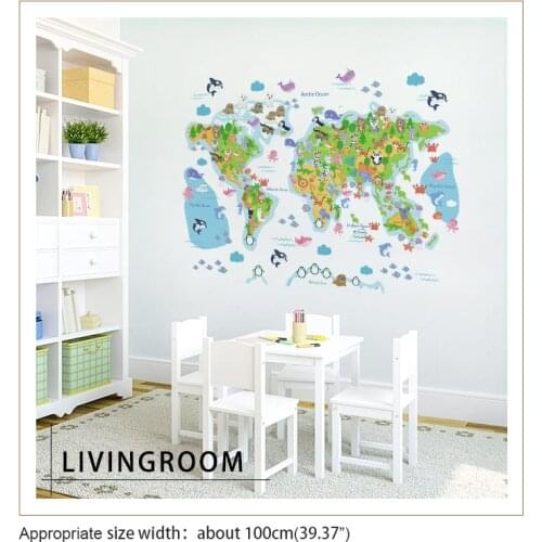 World map wall stickers for kids rooms bedroom decor mural for kids house home decor wall room stickers for decoration