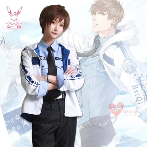 New Game Anime lyzzr cosplay BAI QI Harajuku Japanese Daily Uniform suit male female Police uniform cosplay costumes