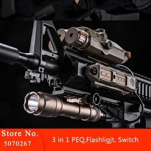 New Arrival Airsoft Tactical Light Combo Set PEQ 15/Tactical Flashlight with Dual Control Switch for 20mm Rail EX624