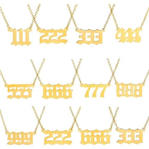 Custom Stainless Steel Pendant Necklace Chain Jewelry Women 18K Gold Plated Necklace Angel Number Necklace