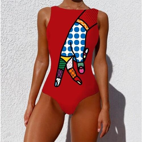 Sexy One Piece Plus Size Swimsuits For Women Monokini 2021 Swimwear New Abstract Printed Beachwear Bodysuits Bathing Suit XL