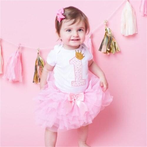 Baby Dresses Girl 2021 Summer Tutu 1st Birthday Party Baby Dress Letter Infant Clothes Vestido Infantil Baptism Dress Baby Girl