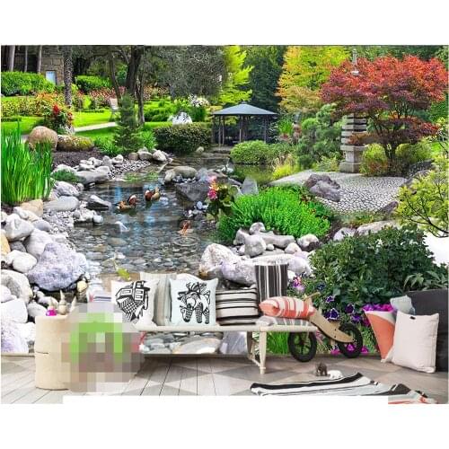 Beibehang Custom Wallpaper Home Decor Green Park Trees Flowers Landscape Fresco Living Room Bedroom Background wall 3d wallpaper