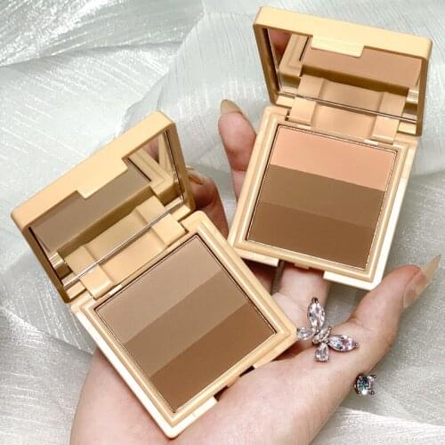 NEW 3 Colors Face Highlighter Contour Powder Palette Stereoscopic Five Senses v Shaped Face Bronzers Highlighter Powder